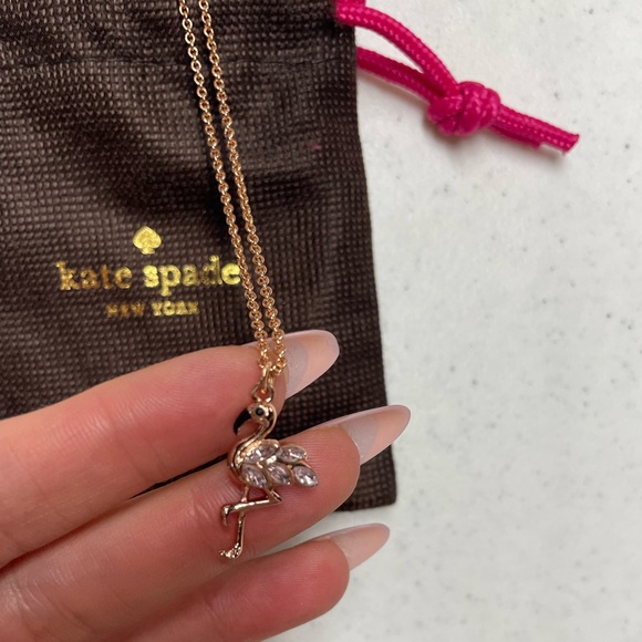 Kate Spade Flamenco Flamingo Crystal Rose Gold Necklace - Picture 5 of 6